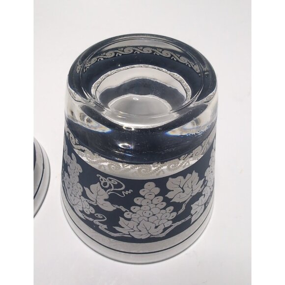 Hazel Atlas 1960s Blue Grape Pattern Glassware Cocktail Barware Vintage Set of 6 - Picture 9 of 16